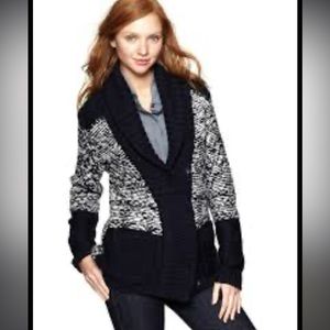 GAP Fair Isle Shaw Cardigan size large warm navy blue sweater